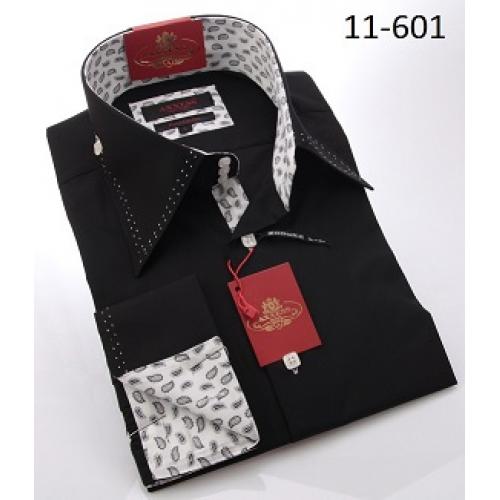 Axxess Black / White Modern Fit Cotton Dress Shirt 11-601